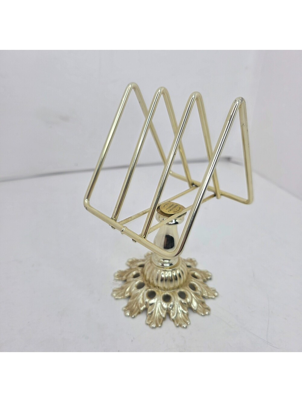 Vtg Caddie Creations Gold Brass Guest Towel Napkin Holder Ornate Vanity Stand